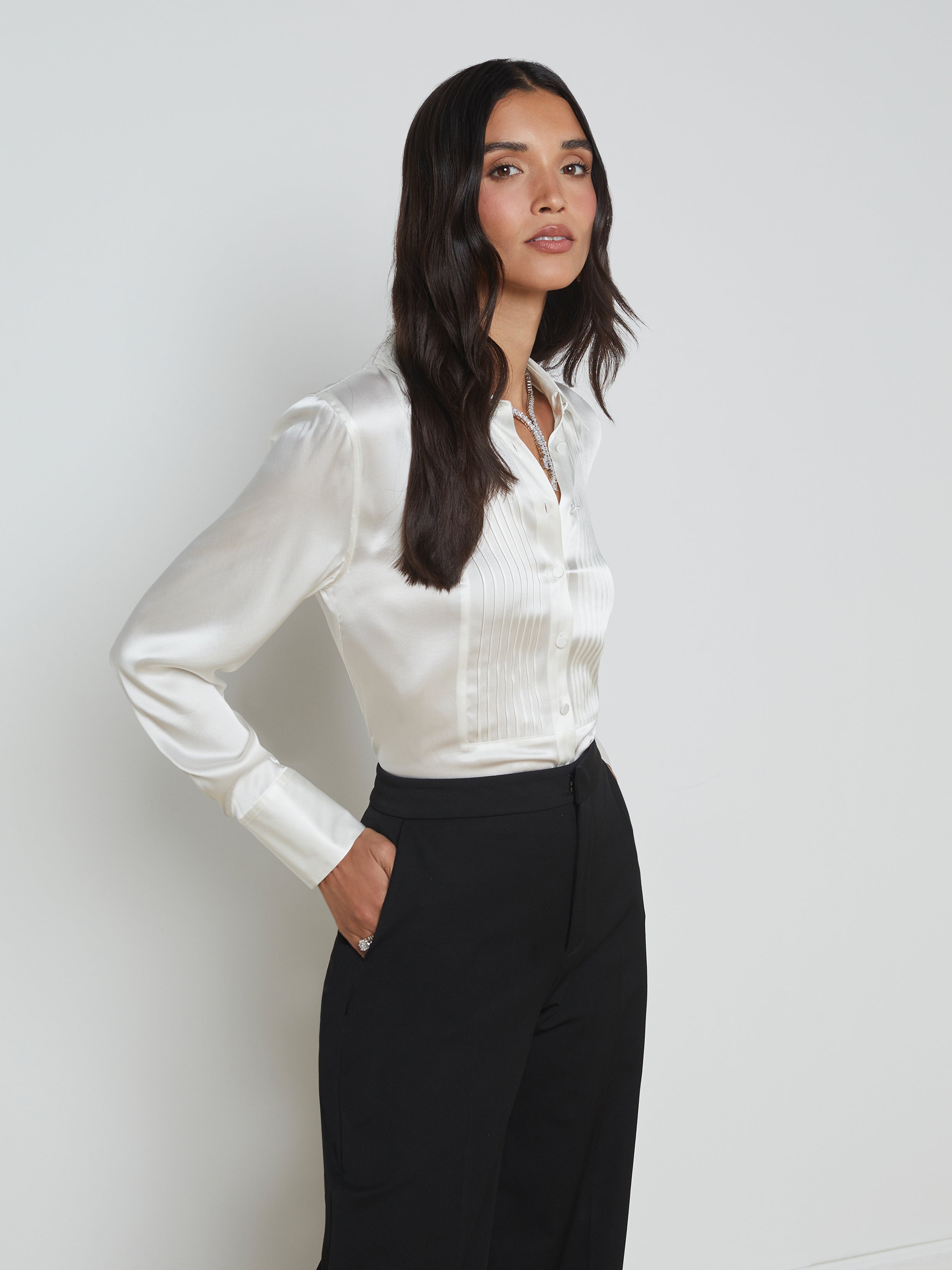 Divya Silk Shirt shirt L'AGENCE Sale