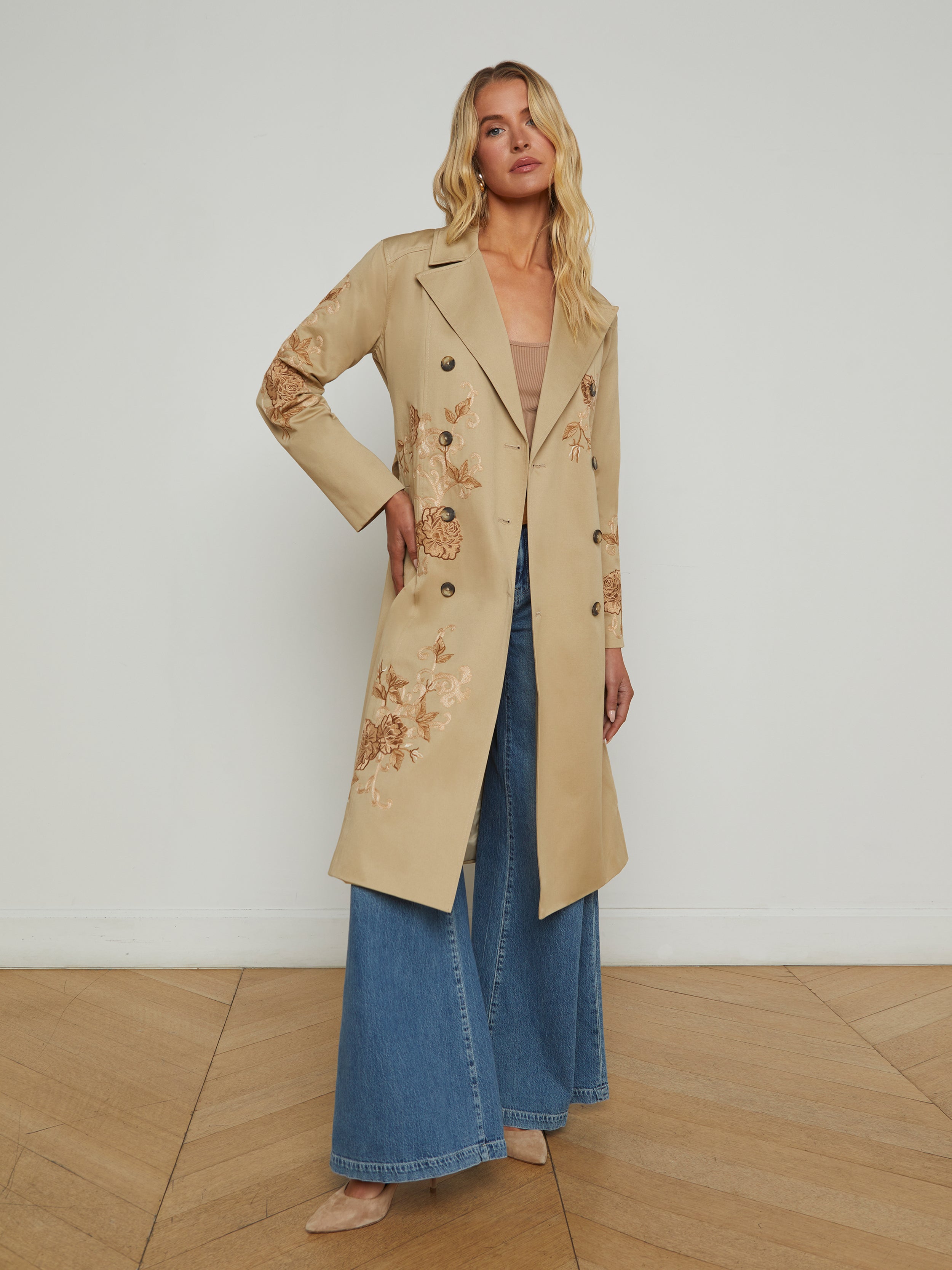 Venus Embroidered Trench Coat coat L'AGENCE Sale