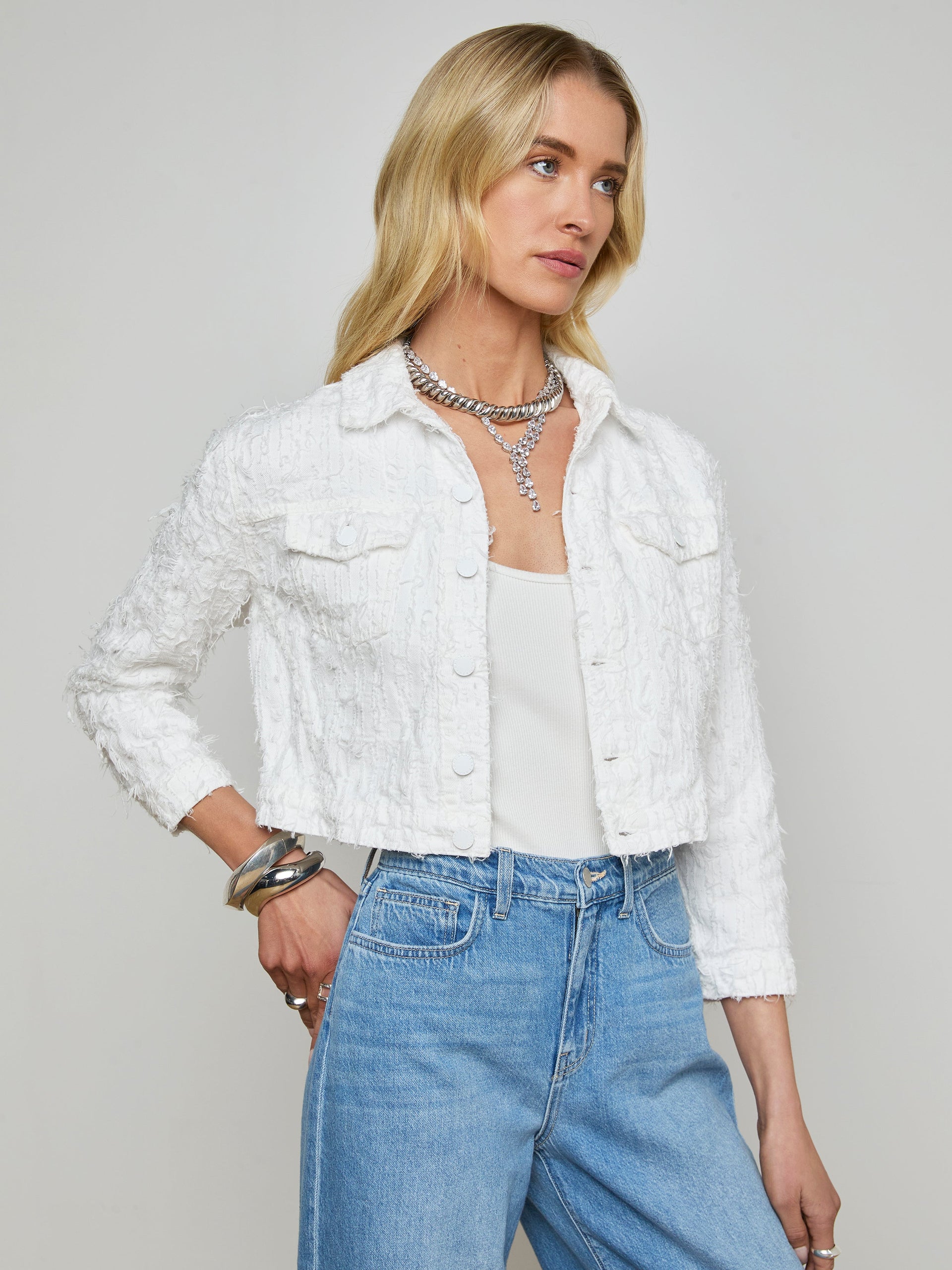 Koda Cropped Denim Jacket jacket L'AGENCE