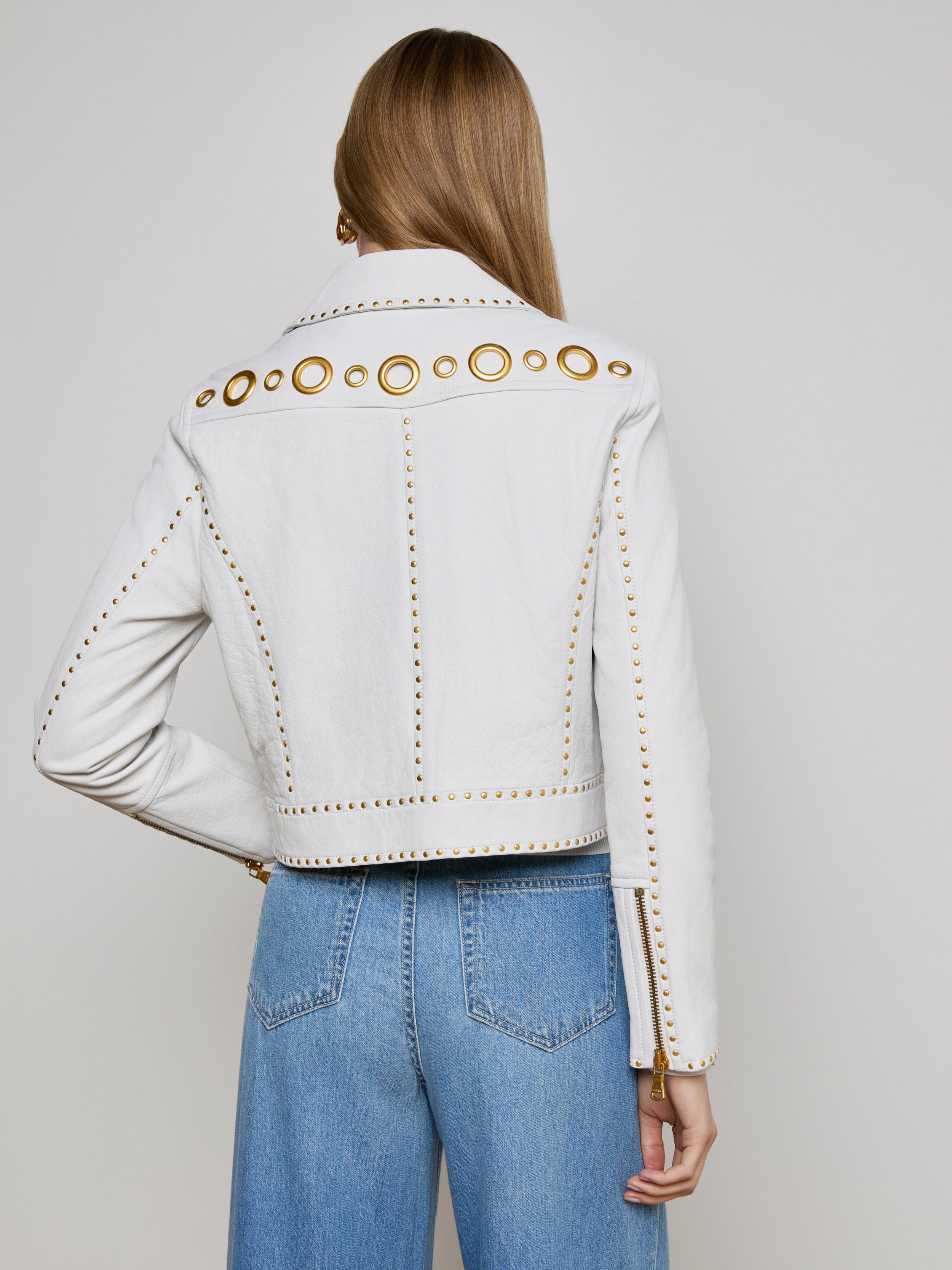 Aelin Studded Leather Jacket jacket L'AGENCE