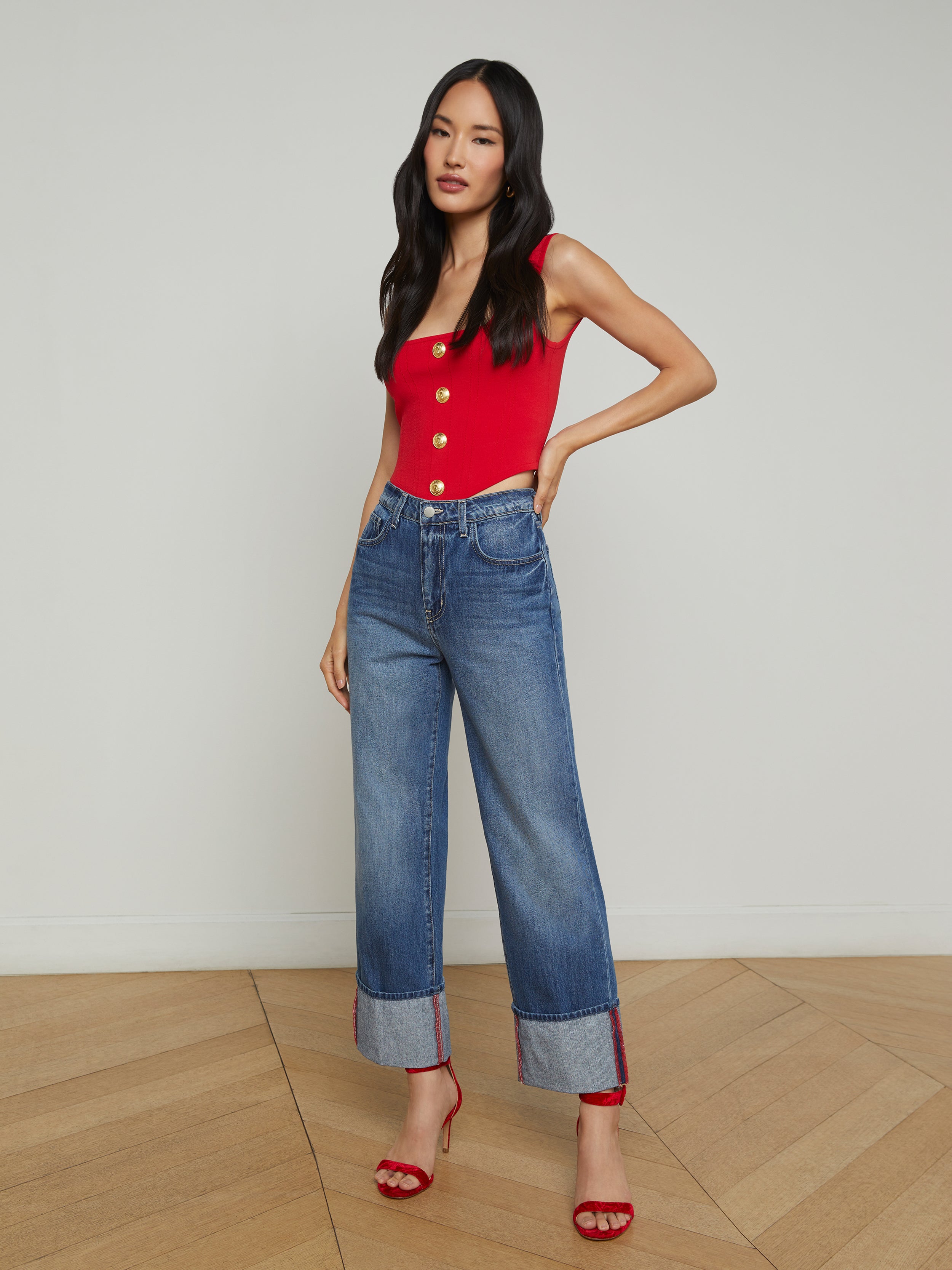 Leighton Cropped Cuffed Jean jean L'AGENCE