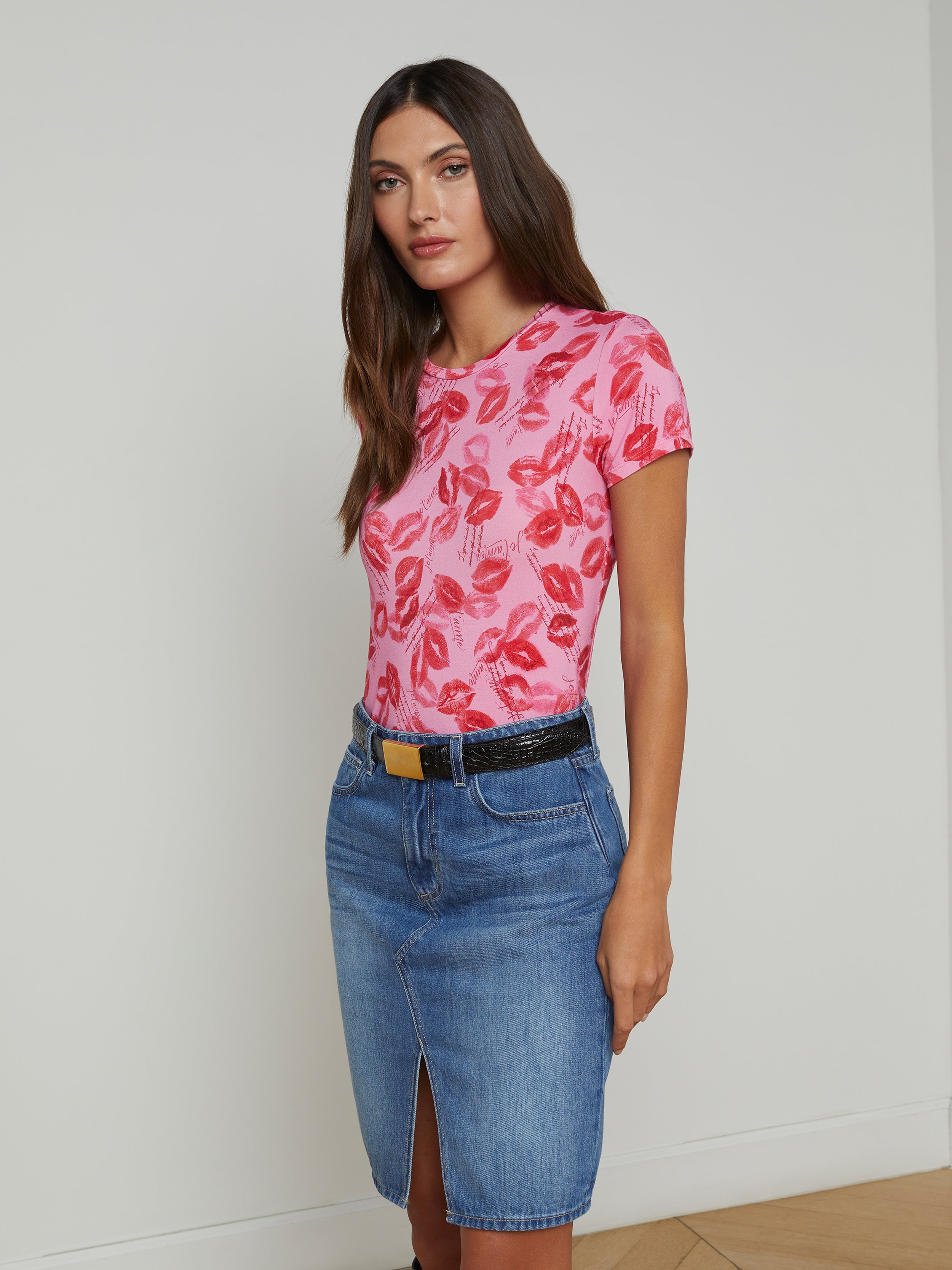 Ressi Fitted Tee tee shirt L'AGENCE Sale